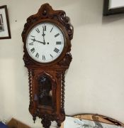 19th century oak cased fusse wall clock Thumbnail 3