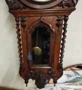 19th century oak cased fusse wall clock Thumbnail 4