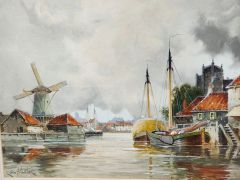 Gilt framed watercolour signed L. van Straaten  Thumbnail 2