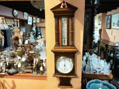 Edwardian oak cased barometer Thumbnail 1