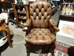 Walnut & leather armchair Thumbnail 3