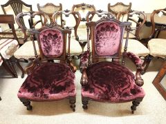 Three piece victorian dark walnut suite Thumbnail 2