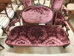 Three piece victorian dark walnut suite Thumbnail 3