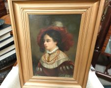 19th century gilt framed oil on canvas painting Thumbnail 3