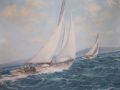 Oil painting on canvas Yachting, signed Thumbnail 2