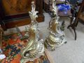 Pair of brass and iron fire dogs Thumbnail 2