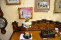 Victorian oil lamp with ruby shade Thumbnail 1
