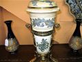 A victorian brass and pottery lamp  Thumbnail 2